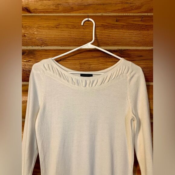 Worthington Cream Boatneck 3/4 Sleeve Sweater with Ripple Detail on Coll… - Picture 2 of 9